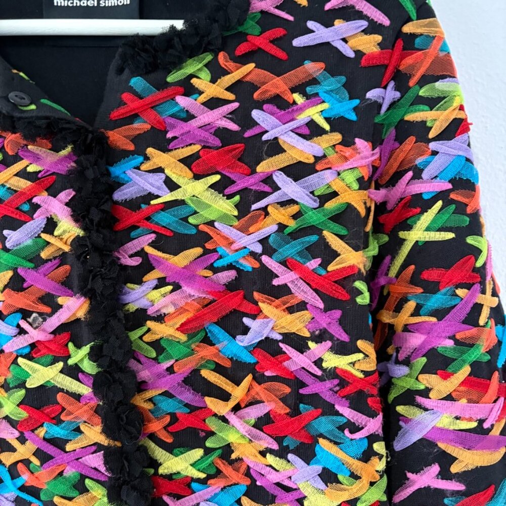 Michael Simon Colorful Criss Cross Mesh Ribbon Ca… - image 4